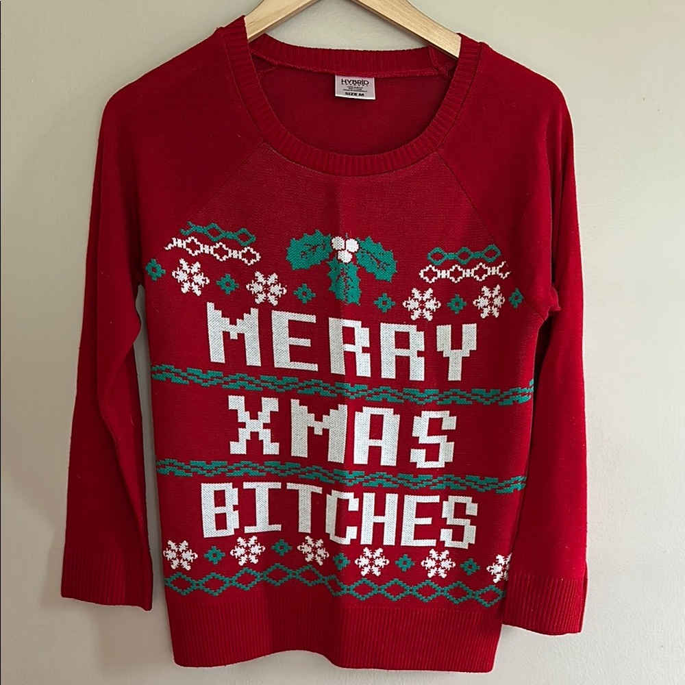 Hybrid & Company Red Crew Neck Holiday Sweater